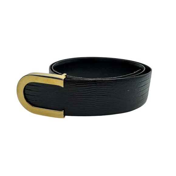 VTG Cipriani Black Lizard Grain Leather Belt